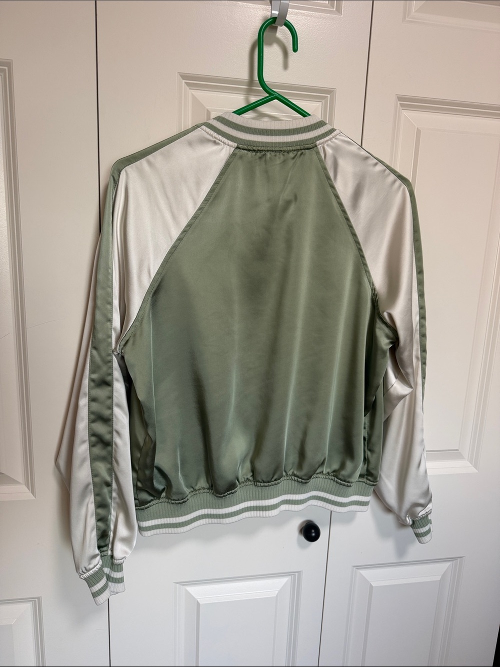 Sanctuary Satin Bomber Jacket - Sage & Cream Contrast - Picture 6 of 6